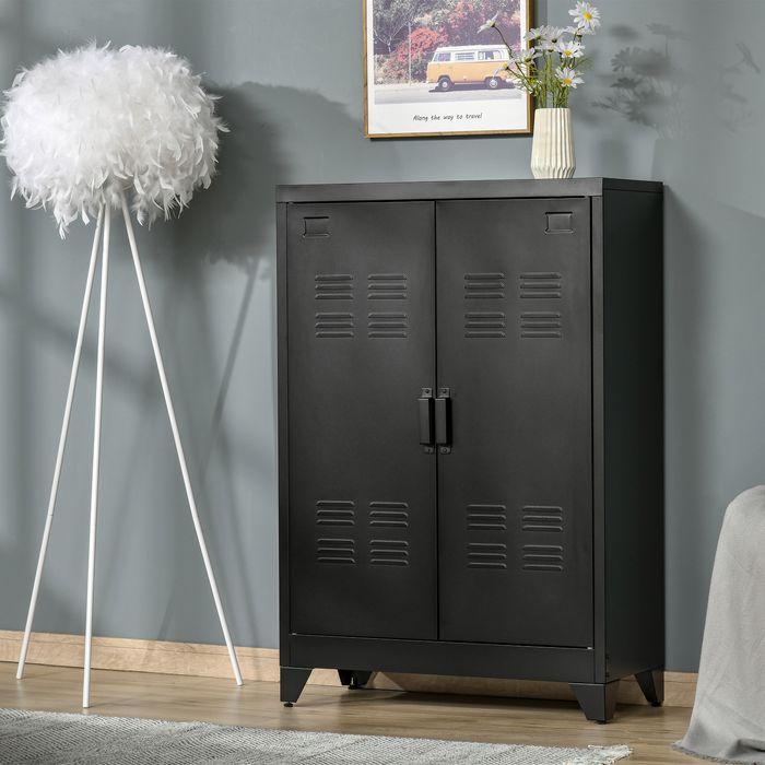 Actual product image Swisshandel24 Sideboard Filing cabinet with louvre doors Wardrobe Storage cabinet with shelves Living room (75 x 33 x 110 cm)