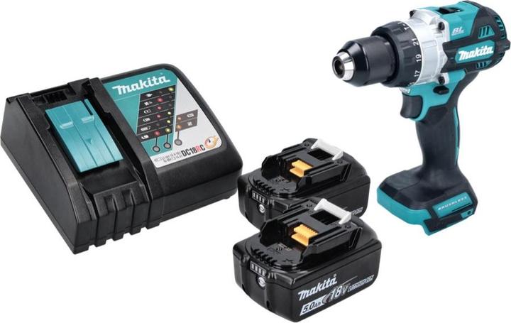 Produktbild Makita DHP 486 RT Akku Schlagbohrschrauber 18 V 130 Nm Brushless + 2x Akku 5,0 Ah + Ladegerät (Akkubetrieb)