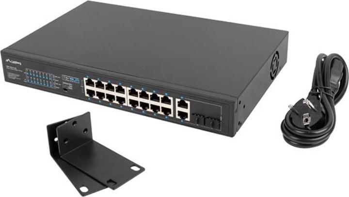 Actual product image Lanberg RSFE-16P-2C-250 Network Switch Unmanaged Gigabit Ethernet (10/100/1000) Power over Ethernet (PoE) (18 Ports)