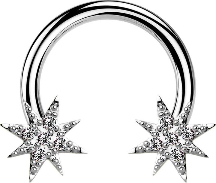 Star Piercing Micro Circular Barbell silber mit Stern (Chirurgenstahl 316L, Messing)