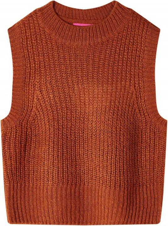 VidaXL Kinder-Pulloverweste Gestrickt Cognac 140,Material: 67 (140)