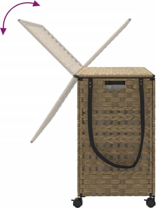 Image du produit VidaXL Panier à linge à roulettes 66x35x60 cm rotin,Matériau : rotin