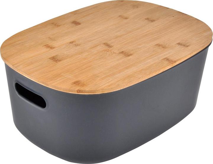 Image du produit Casativo Boîte de rangement en plastique avec couvercle en bambou, 38,5 x 29 x 22,5 cm