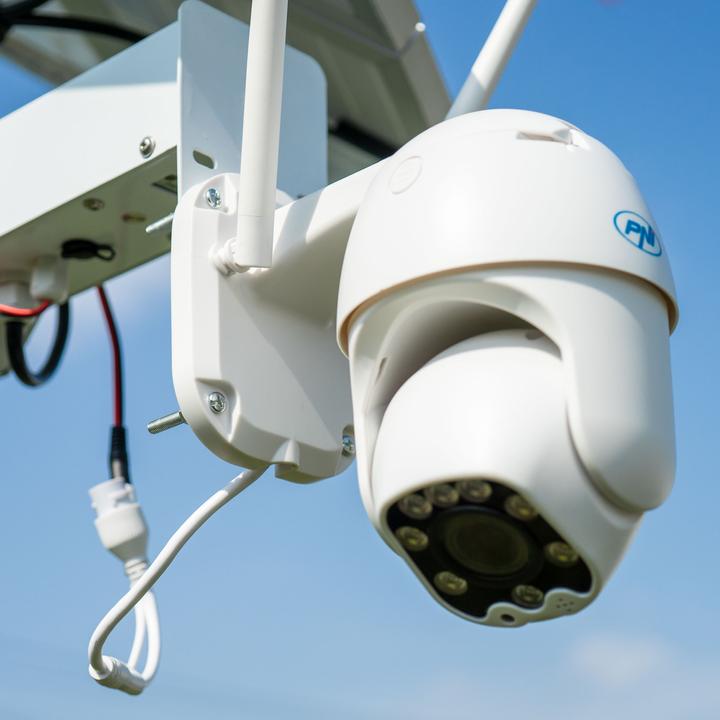 Actual product image PNI IP60 Live PTZ video surveillance camera with solar panel, 2 MP, GSM 4G, SIM slot, optical zoom