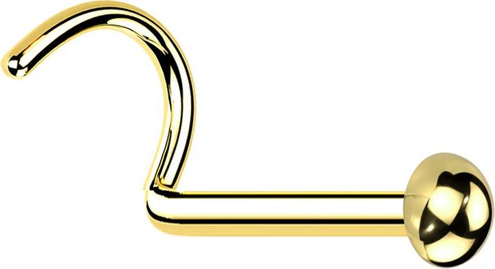 Produktbild Star Piercing Nasenstecker gebogen vergoldet mit Kuppel (Titan G23)