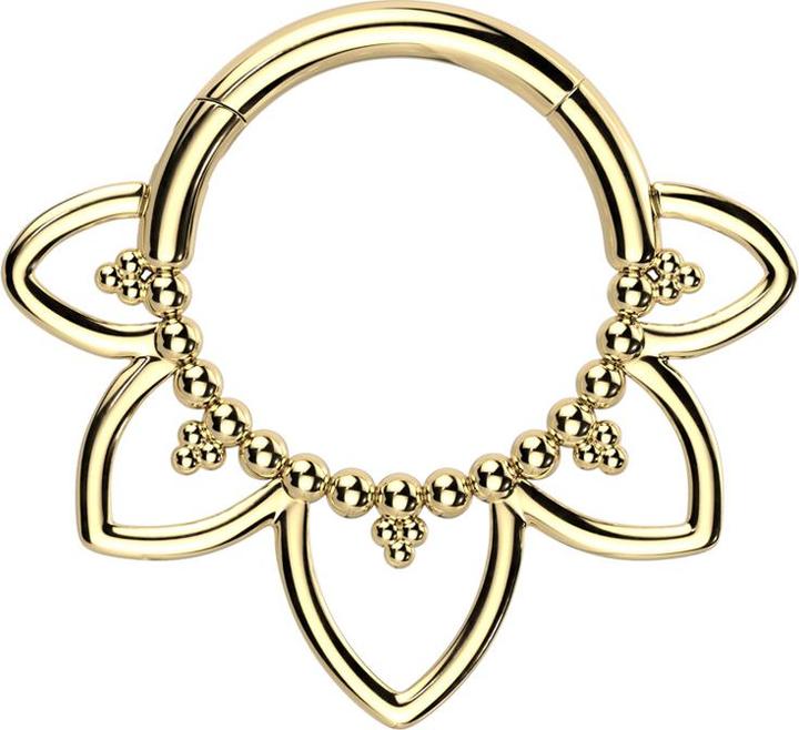 Produktbild Star Piercing Micro Segmentring klappbar vergoldet Kugeln filigrane Herzen (Titan G23, ohne Messing)