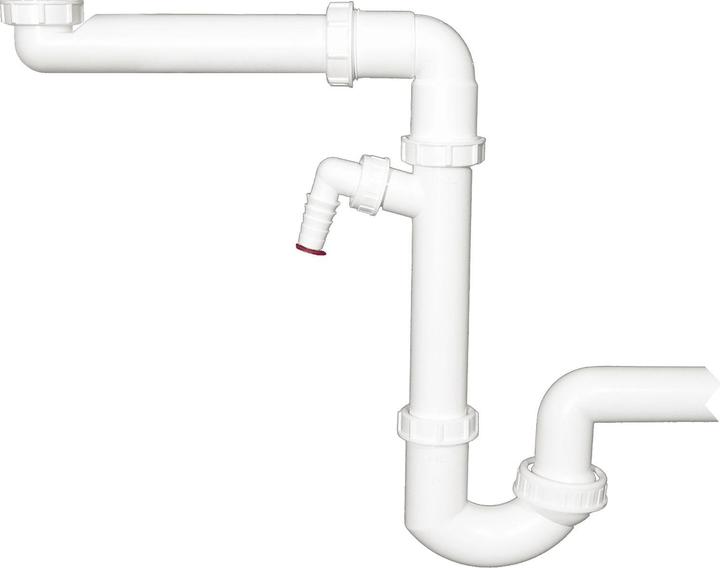Techly Space-saving trap HL126SR DN40x6/4" with ball joint and washing appliance connection (Washing machine siphon, 1/2")