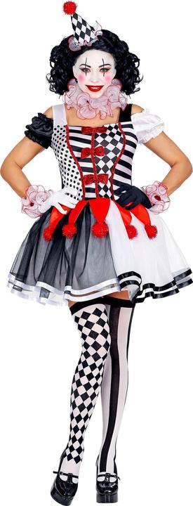 Actual product image Widmann MISS HARLEKIN (Kleid, Clownkragen, Manschetten, Minihut), L (L)