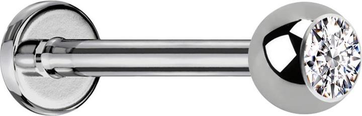 Produktbild Star Piercing Micro Labret silber mit Kugel und Kristall silber (ohne Messing, Titan G23)