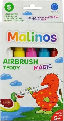 Immagine prodotto Malinos Penne ad aerografo Magic Teddy 5 colori + stencil 5+ (Multicolore, 5 x)
