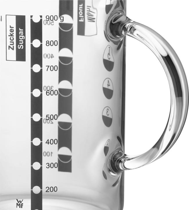 WMF Messbecher 1,0l Skalierung 4 Masseinheiten Gourmet hitzebeständiges Glas (1000 ml)
