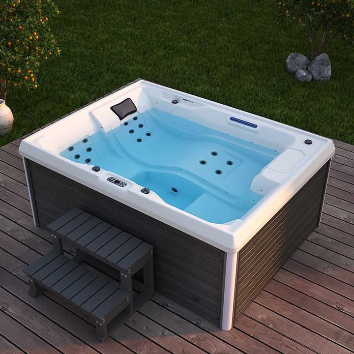 Produktbild Home Deluxe Outdoor Whirlpool HOME-STAR, 24 Massagedüsen LED, Treppe und Thermoabdeckung, 3 Personen (3 Pers.)