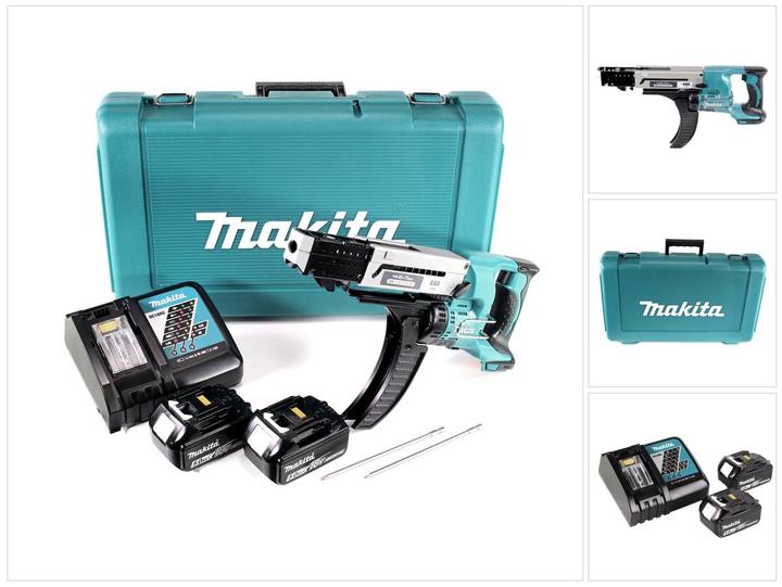 Image du produit Makita Visseuse à magasin sans fil 18V avec 2x batteries 5.0Ah DFR750RTE (Fonctionnement sur batterie)