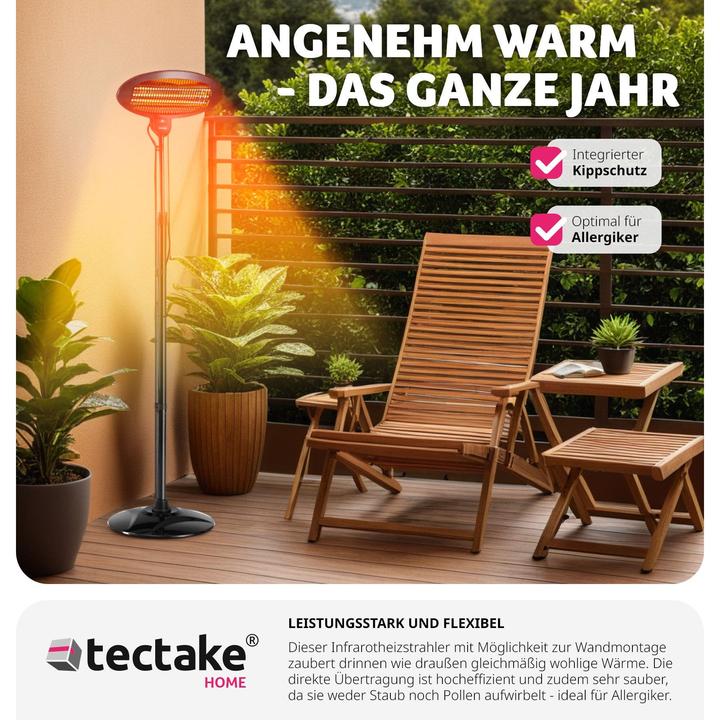 Produktbild tectake Infrarotheizstrahler Solaris Monolith 2000W höhenverstellbar (2000 W)