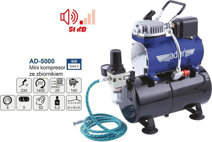 Actual product image Adler Kompresor / Sprężarka Mini Do Aerografów Ad-5000