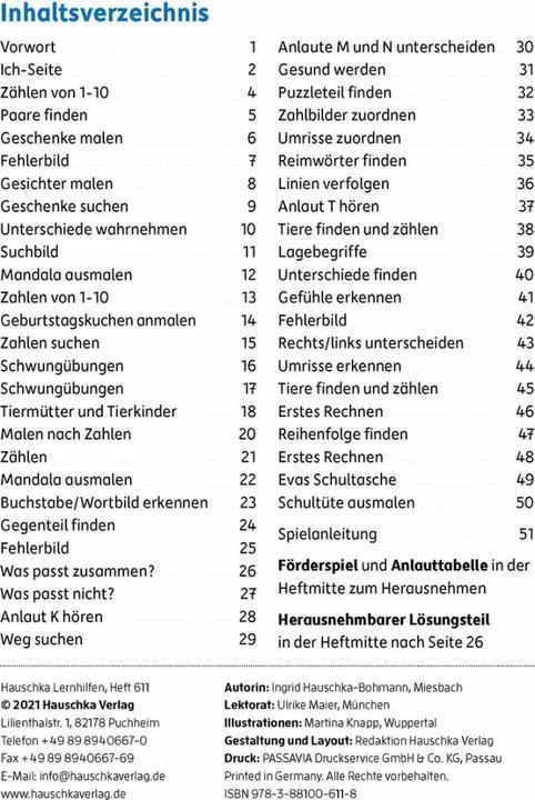 Produktbild Vorschule. Förderung der Schulreife (Deutsch, Ingrid Hauschka-Bohmann, Martina Knapp, 2022)