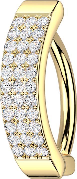 Immagine prodotto Star Piercing Scudo a banana con cerniera placcato oro tre file di cristalli argento (Ottone, Acciaio chirurgico 316L)