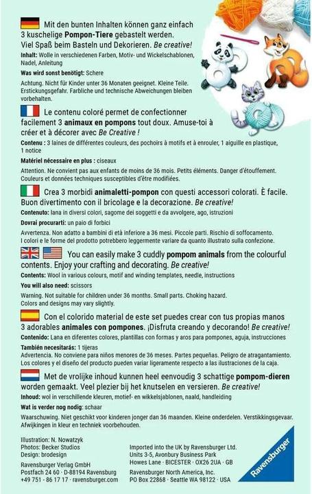Immagine prodotto Ravensburger Animali pompon BC