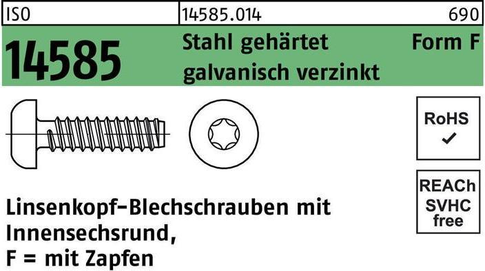 Immagine prodotto Vite a testa cilindrica ISO 14585 con esagono incassato/punta 6,3 x 50 -F acciaio zincato (250 Viti per pezzo)
