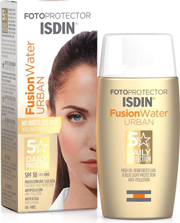 Actual product image Isdin Fusion Water Urban Spf 30 50ml (Suntan cream, SPF 30, 50 ml)