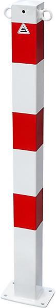 Produktbild kaiserkraft Absperrpfosten, 70 x 70 mm, weiß / rot