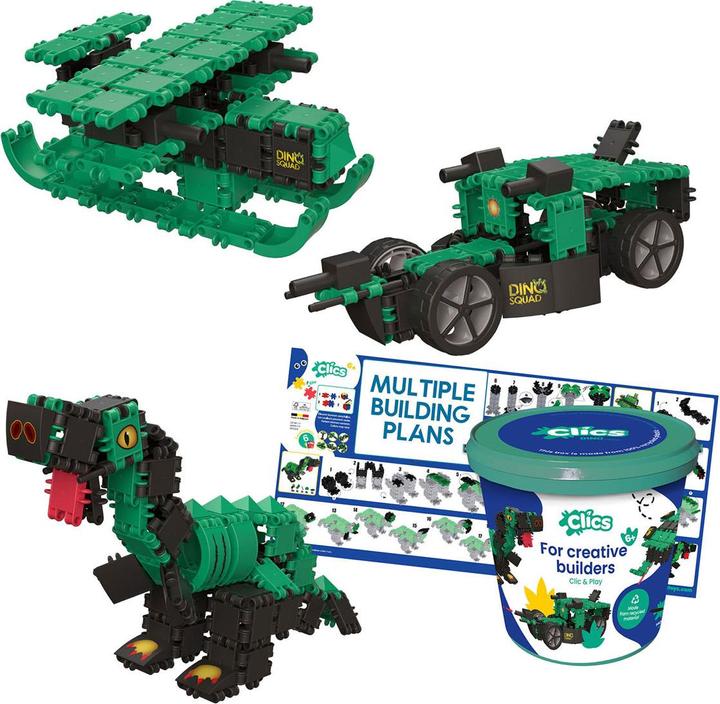 Actual product image Clics Box Dino 150 pieces kit with accessories and stickers from 6 years