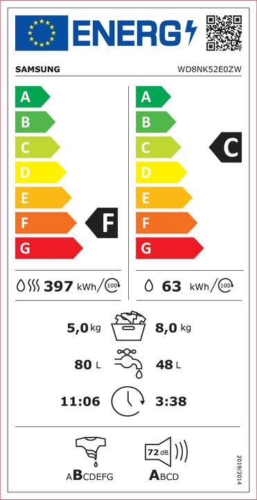 Energy Label Samsung WD8NK52E0ZW/LE