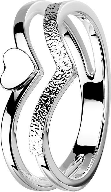 Produktbild Star Piercing Ring silber zwei Winkel mit Herz (Chirurgenstahl 316L, ohne Messing)