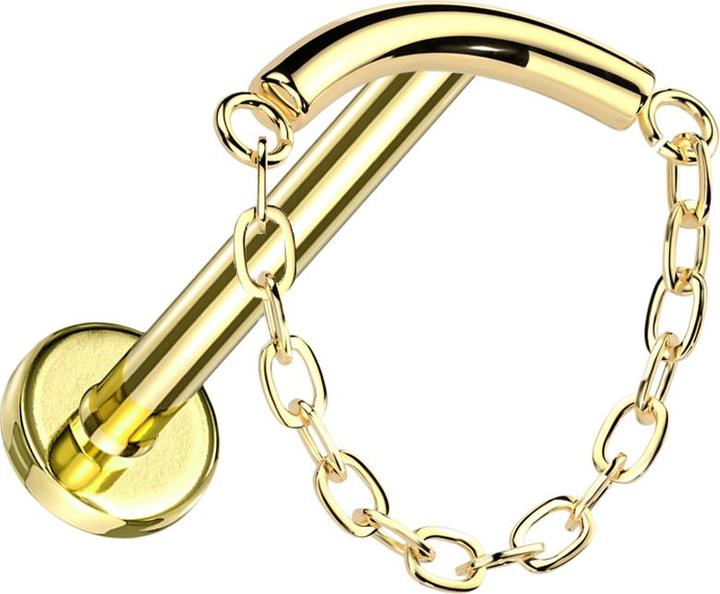 Actual product image Star Piercing Micro Labret internal thread gold plated bar gold plated pendant chain (without brass, Titanium G23)