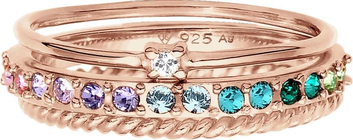 Produktbild Elli Kristall Ring, Multi-Color, Ring Set (60, 925 Silber)