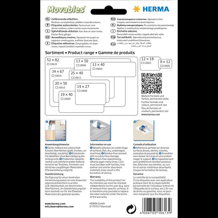 Produktbild HERMA Ablösbare Vielzweck-Etiketten