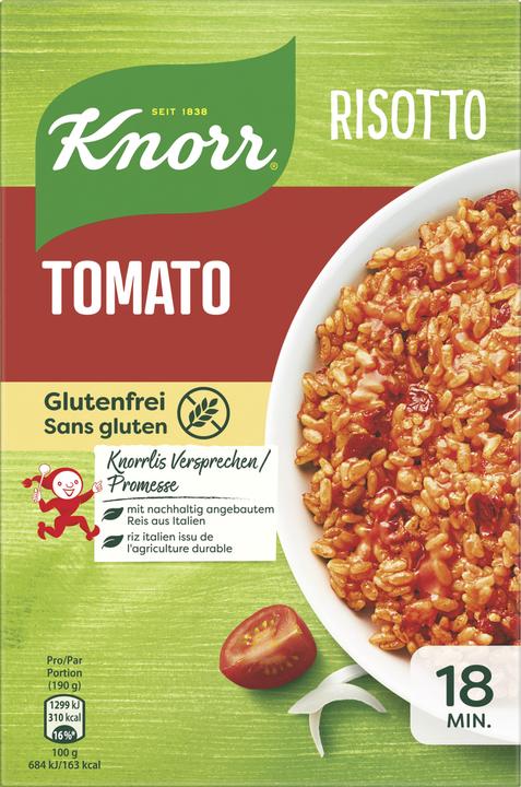 Image du produit Knorr Risotto Tomato, Tradition d'Italie, Risotto aux tomates mûries au soleil, sans gluten (250 g)