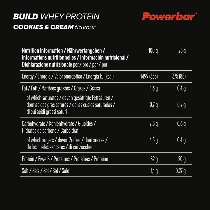 Valori nutrizionali e ingredienti Powerbar BlackLine Build Whey Protein (Biscotti-Crema, 1 pz., 600 g)
