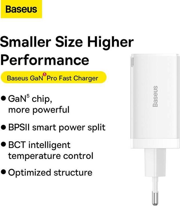 Actual product image Baseus GaN5 Pro Dual USB-C und USB-A Fast Charger (65 W)
