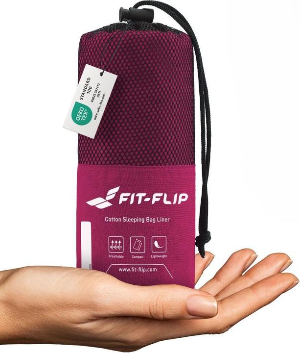 Actual product image Fit-Flip Hüttenschlafsack Baumwolle ultraleicht mit Kissenfach 90x220cm (220 cm)