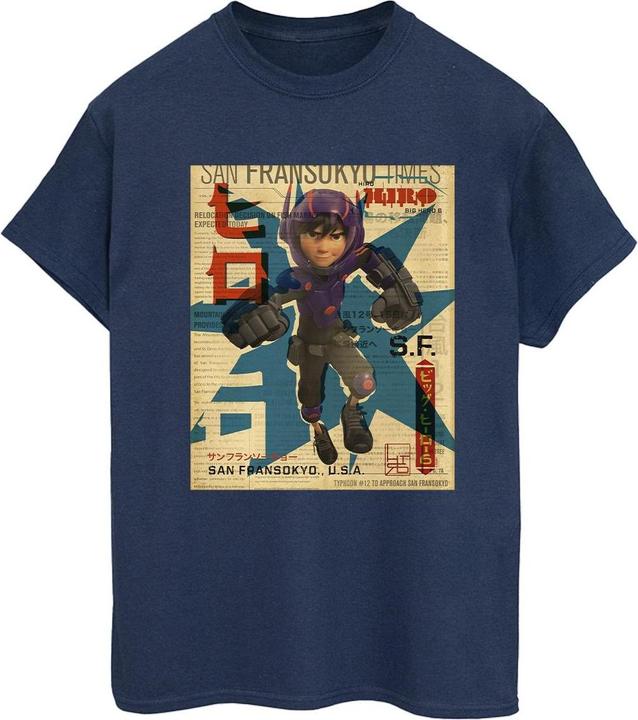 Immagine prodotto Disney Big Hero 6 Baymax Hiro Newspaper Maglietta Ampia Donna (L)