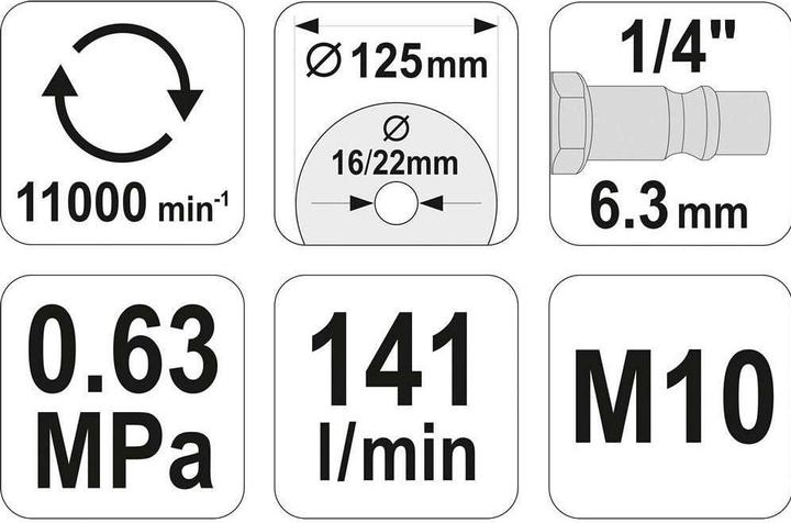Immagine prodotto Yato Smerigliatrice angolare professionale ad aria compressa 125 mm YT-09675 (125 mm)
