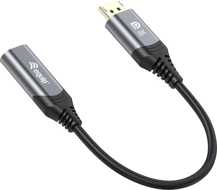Immagine prodotto equip Adattatore Displayport->HDMI 1.4 St/Bu 8K/60Hz grigio (HDMI, 1 cm)