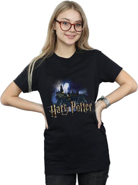 Actual product image Absolute Cult Womens/Ladies Hogwarts Castle Cotton Boyfriend T-Shirt (XXL)