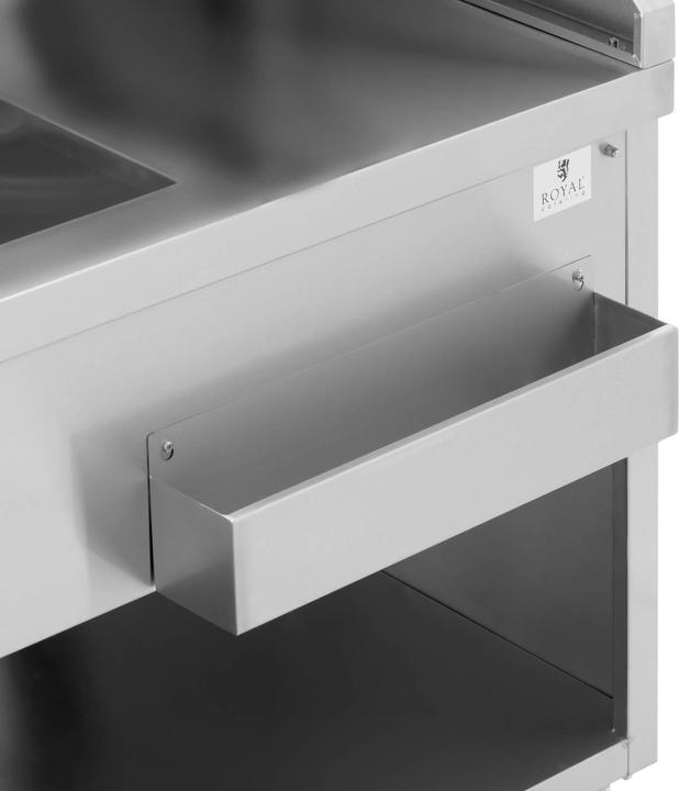 Actual product image Royal Catering Mobile Bar Station - with ice container & bottle holder - 150 cm wood-look counter - (Jigger)