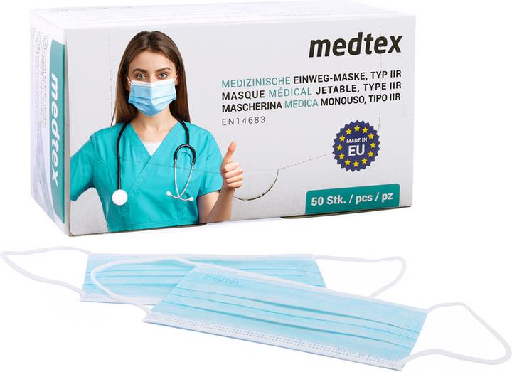 Immagine prodotto Medtex Maschere mediche monouso tipo IIR, 50 pezzi. (Classe di protezione 1, 50 x)