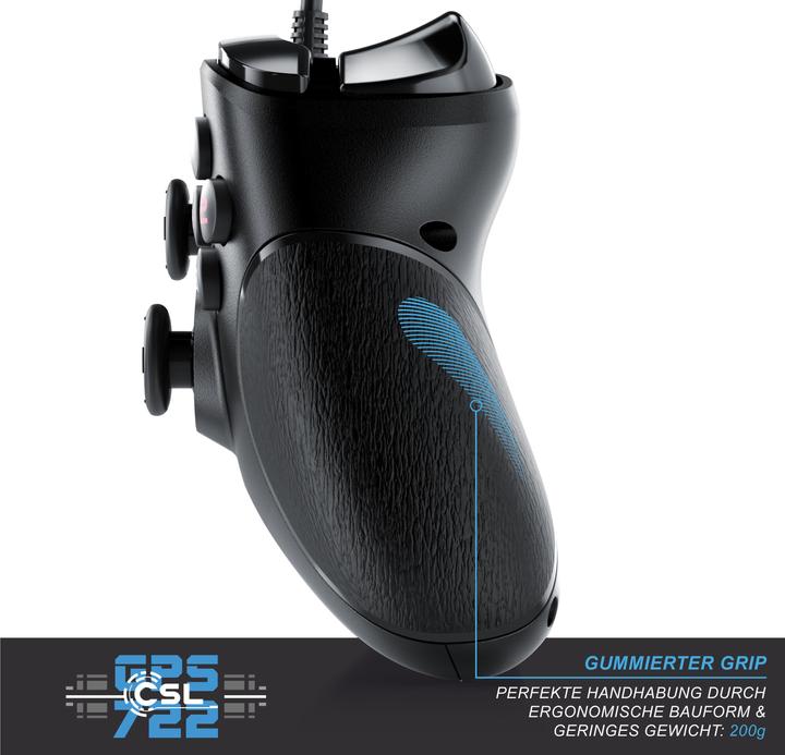 Produktbild CSL Gamepad, Gaming Controller für PC, PS3, Playstation im Xbox-Design, hochwertige Analogsticks (PC)