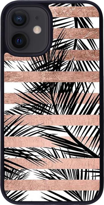 Actual product image PhoneLook Coque Silicone rigide noir Palm trees gold stripes (Apple iPhone 12 mini)