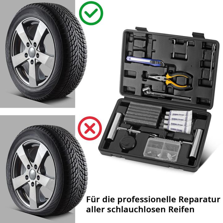 Produktbild Stahlwerk Reifenreparaturset 72-teilig, Reifenreparatur Kit Kfz, Flickset Auto