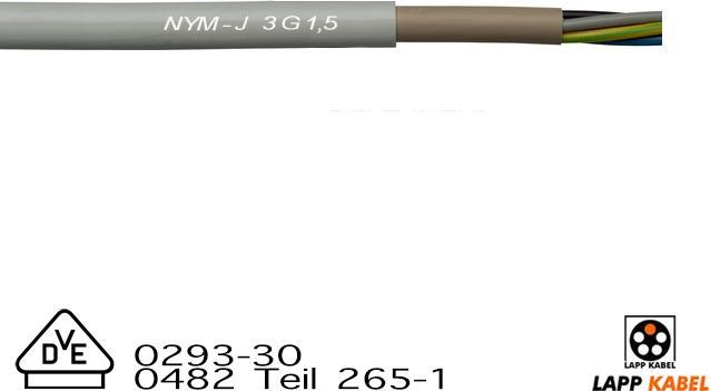 Produktbild Lapp NYM-J 3 G 1,5mm² VDE Normleitung Kabel Putz & Beton