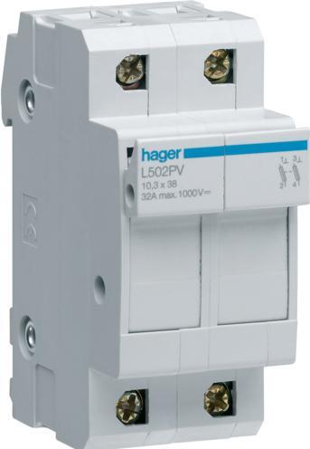 Produktbild Hager Sicherheitssockel modular PV 2P 10x38mm 1000V (Neozed-Sicherung, 32 A)
