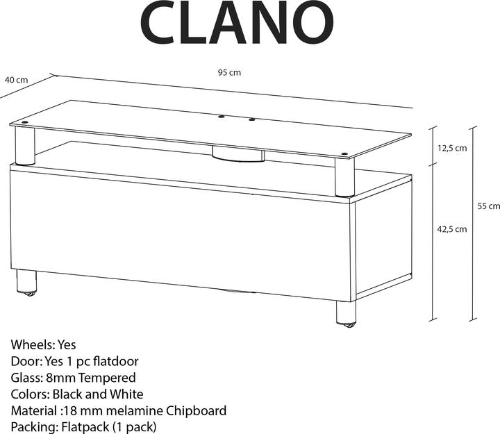 Produktbild VCM Holz TV Lowboard Fernsehschrank Clano mit Rollen (95 x 40 x 55 cm)