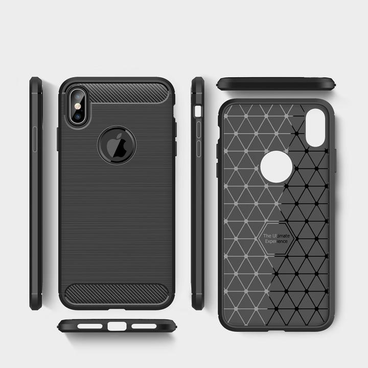 Produktbild Cover-Discount Silikon Gummi Case Metall Carbon Look (Apple iPhone XS Max)