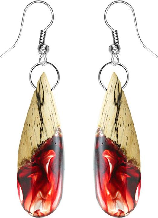 Immagine prodotto Star Piercing Ohrring Tropfen färbung Epoxy rot aus Tamarind Holz