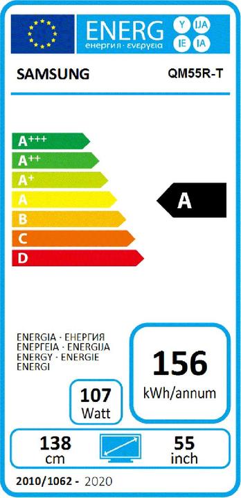Energie-Label Samsung QM55R-T (3840 x 2160 Pixel, 55")